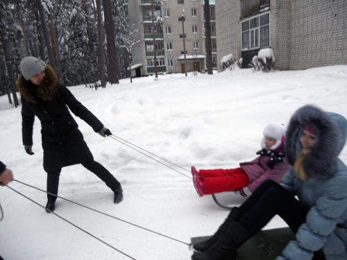 Катание на санках на Городомле